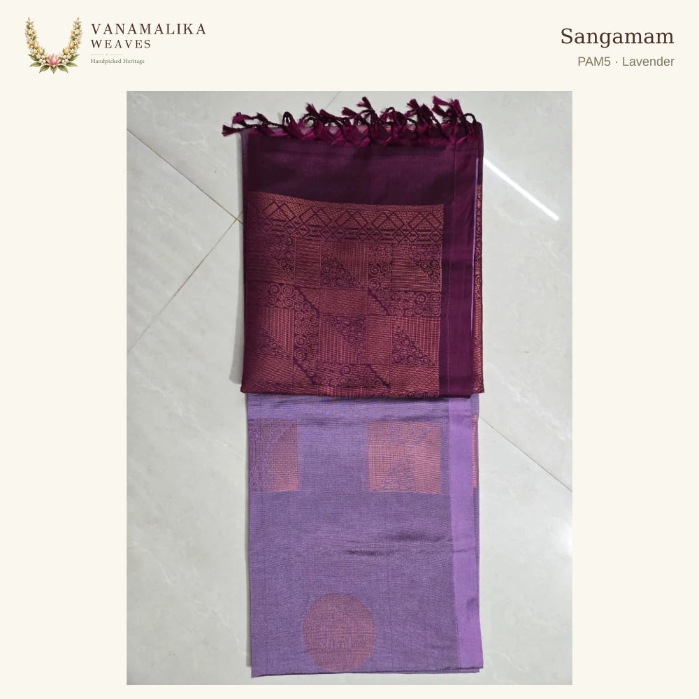 Sangamam PAM5 — Lavender, full saree body and pallu
