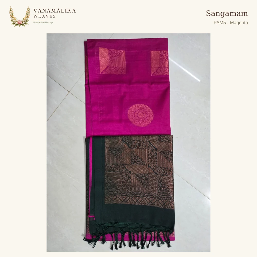 Sangamam PAM5 — Magenta, full saree body and pallu