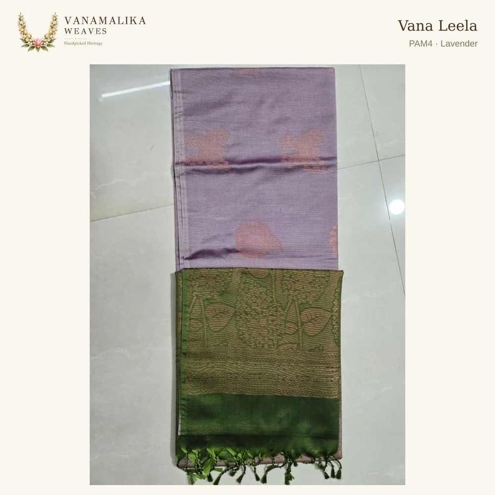 Vana Leela PAM4 — Lavender, full saree body and pallu