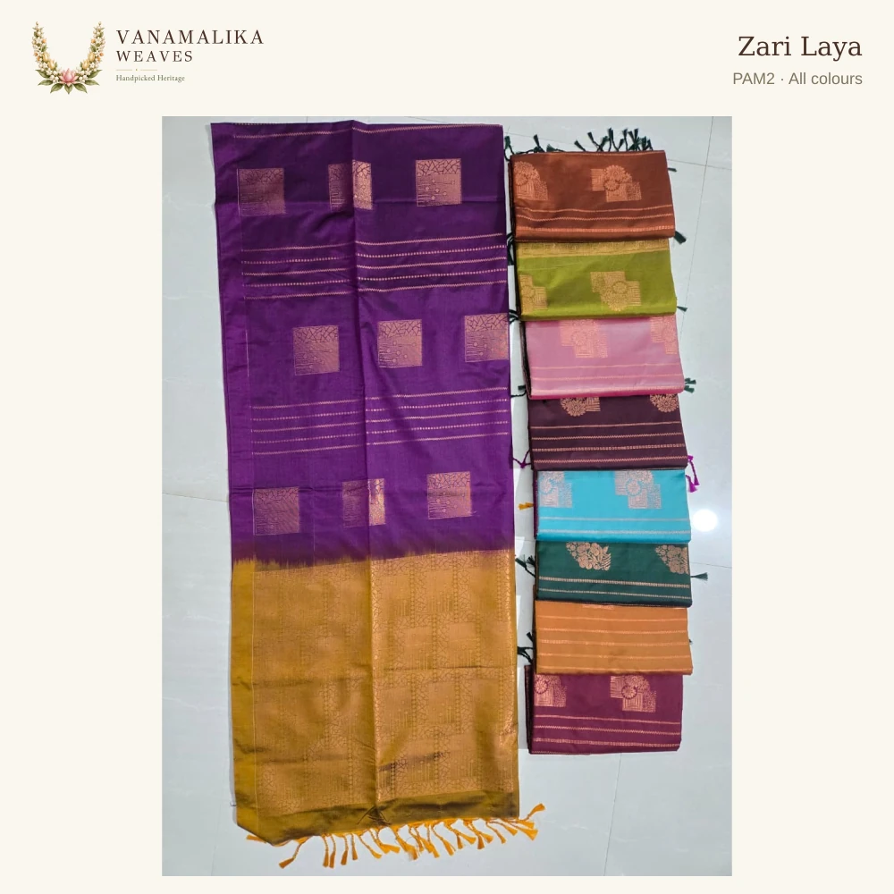 Zari Laya PAM2 — All colours, full saree body and pallu