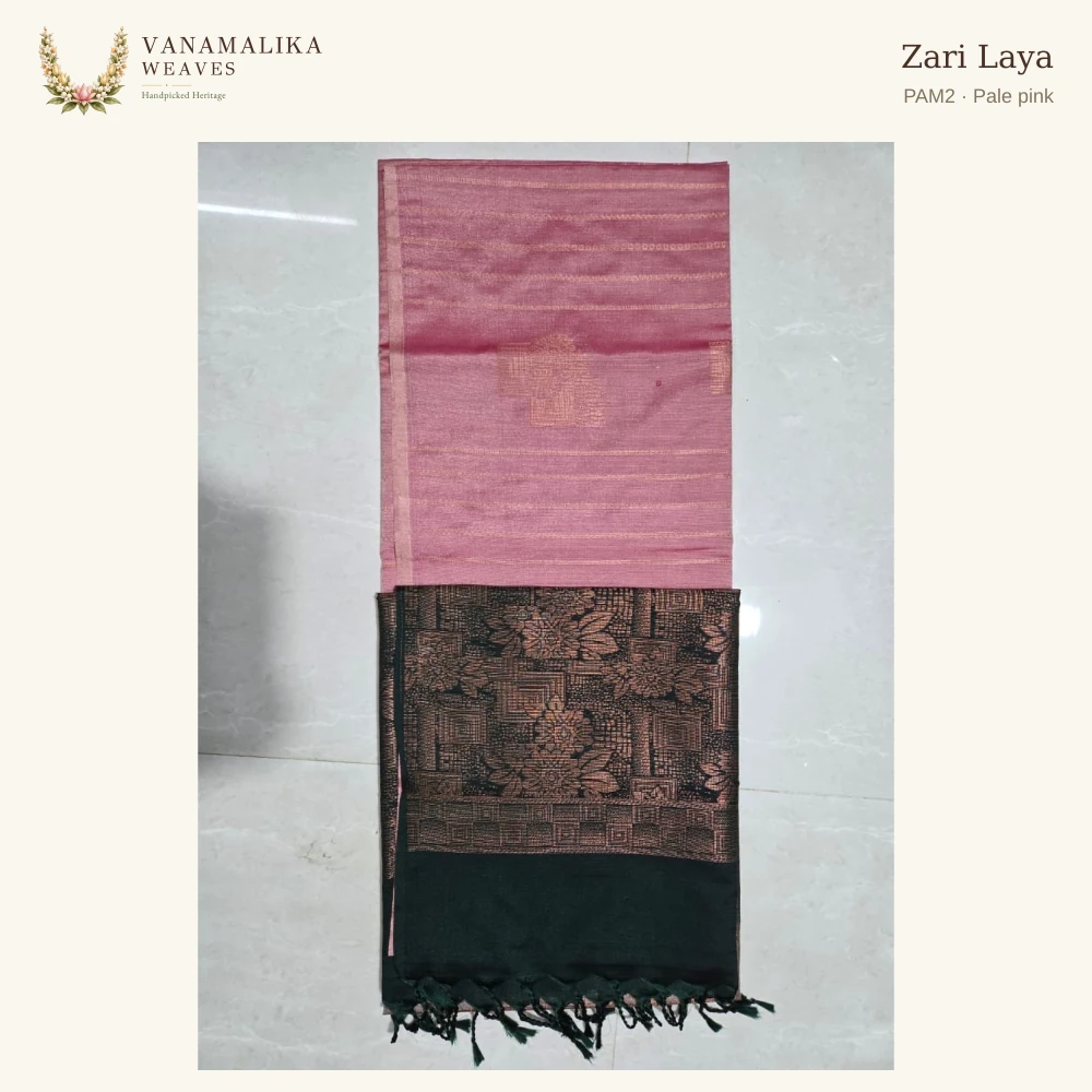 Zari Laya PAM2 — Pale pink, full saree body and pallu